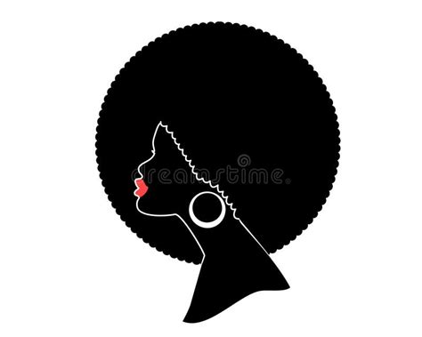 African American Woman Profile Black Silhouette Vector Head Isolated