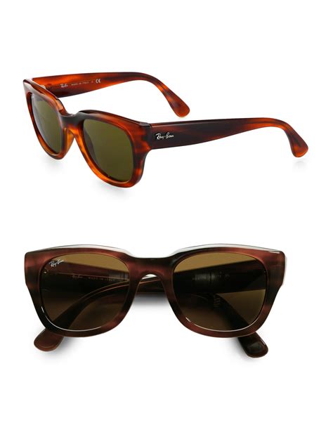 lyst ray ban cat s eye acetate wayfarer sunglasses in brown