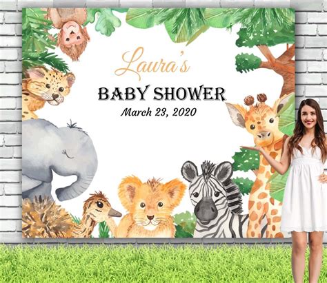 Safari Baby Shower Backdrop Baby Shower Backdrop Custom Etsy