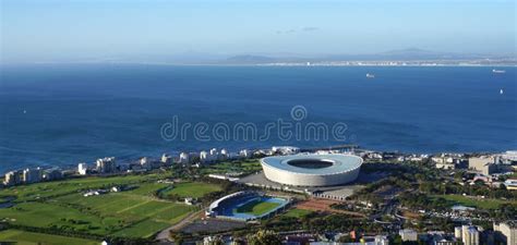 Cape Town Stadium Aerial View From Table Mountain With Beautiful