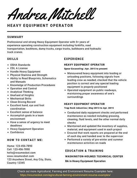 Heavy Equipment Operator Resume Samples And Templates Pdfword 2023