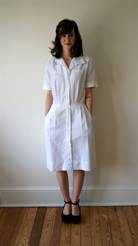 Vintage Nurse S Uniform 50s 60s White Dress Military
