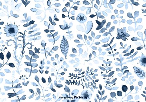 Watercolored Blue Leaves Background 93930 Vector Art At Vecteezy