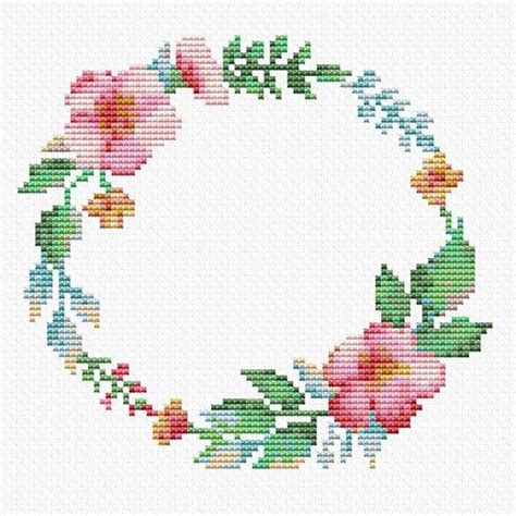 Alt cross stitch har tatt denne teknikken og laget et assisi broderi border pattern. Floral border cross stitch pattern PDF 3 size/ Round ...