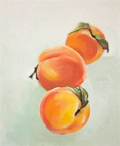 Summer Peaches Painting In 2020 Peach Art Oil Pastel Art Oil Pastel