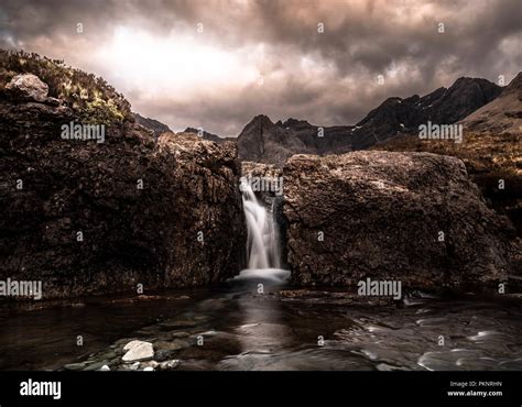 Dramatic Waterfall Fairy Pools Isle Of Skye Stock Photo Alamy