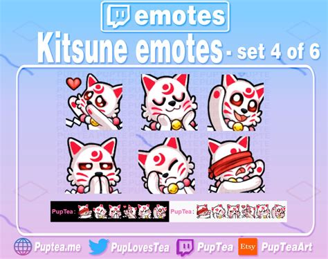 6x Cute Kitsune Emotes Pack For Twitch Youtube And Discord Set 4 Etsy