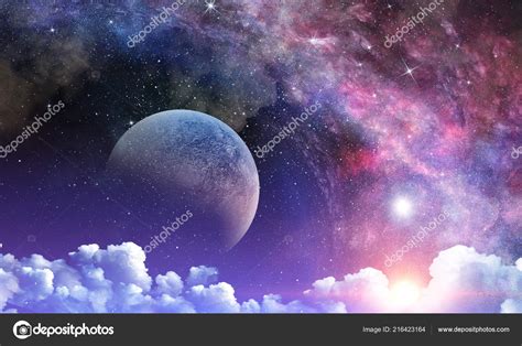 Full Moon In Night Starry Sky — Stock Photo © Sergeynivens 216423164
