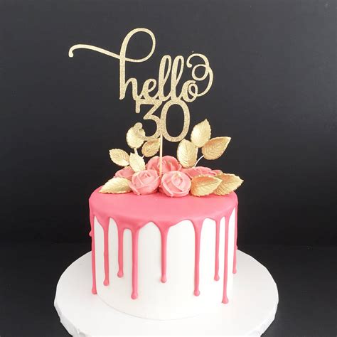Hello 30 Glitter Cake Topper Any Age Cake Topper 30th Birthday Cake Topper 30th Cake Topper