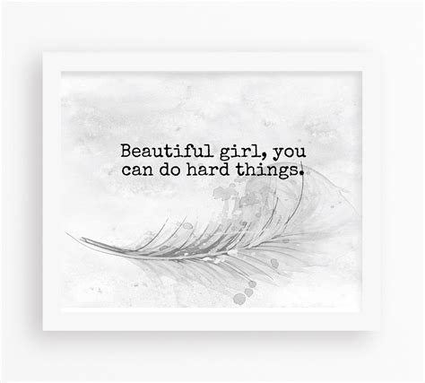 Beautiful Girl You Can Do Hard Things Inspiration Quotes Etsy