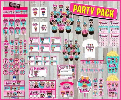 Printable Lol Surprise Dolls Birthday Party Decoration Package Party Favors Cupca Birthday