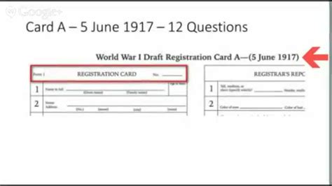 Lesson Learned World War I Draft Registration Cards Youtube