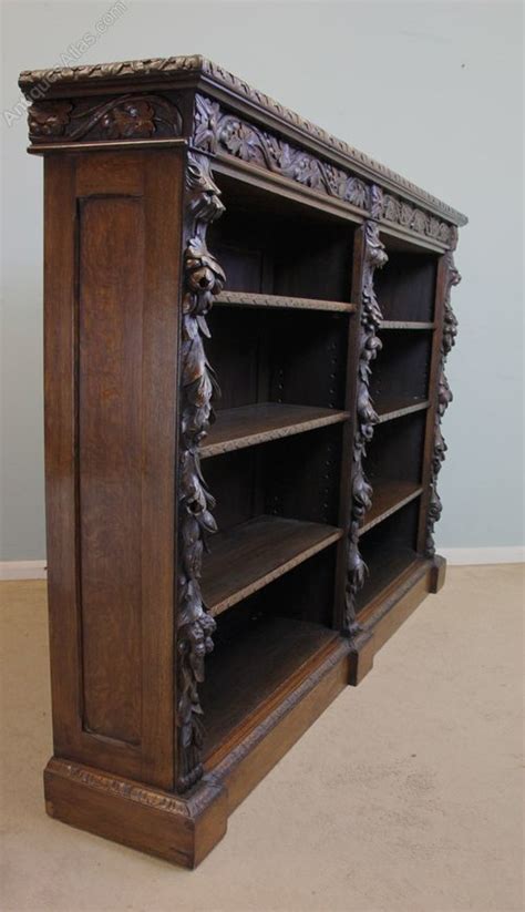 Antique Victorian Carved Oak Library Open Bookcase Antiques Atlas