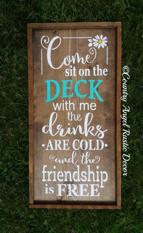 Come Sit On The Deck With Me Rustic Deck Wood Sign Etsy Deck Sign