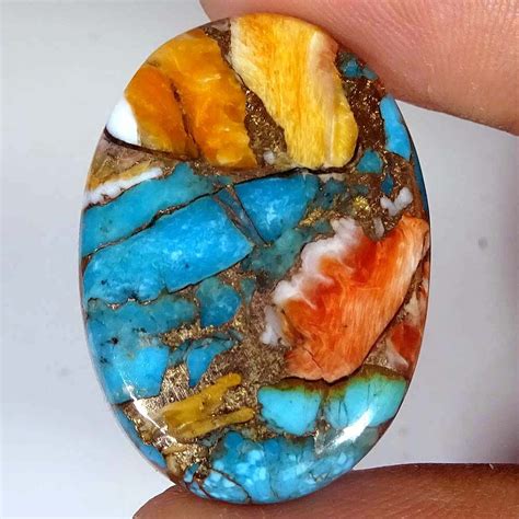 Natural Spiny Oyster Copper Turquoise Cabs Spiny Oyster Etsy