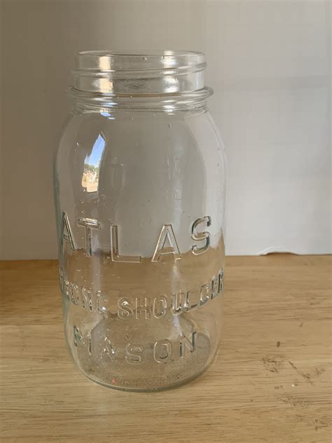 Vintage Hazel Atlas Quart Clear Glass Strong Shoulder Mason Jar
