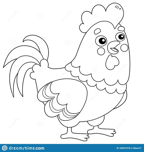 Coloring Page Outline Of Cartoon Rooster Farm Animals