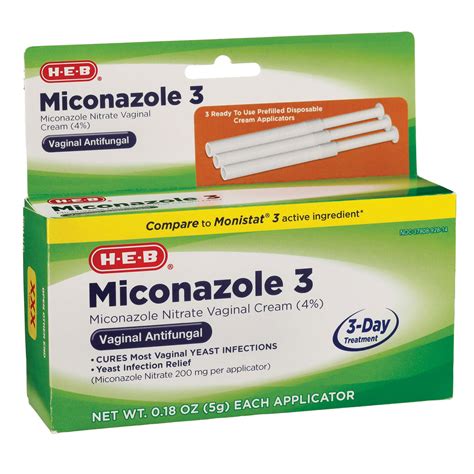 H E B Miconazole 3 Vaginal Antifungal Cream Shop Medicines