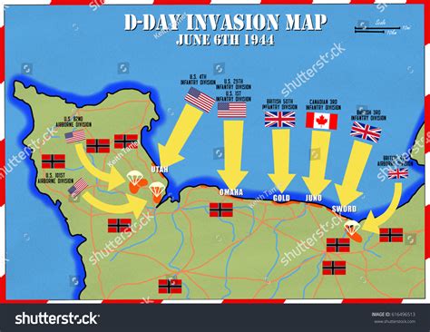 Original Hand Drawn Map Dday Invasion庫存插圖 616496513 Shutterstock
