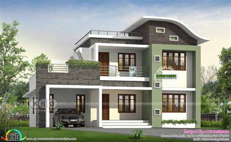 Curvy Roof 4 Bhk Kerala Home Design Kerala Home Desig