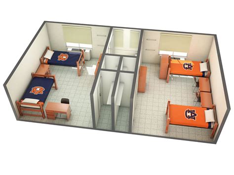 3d Rendering Of The Hill Residence Hall Interior University Housing