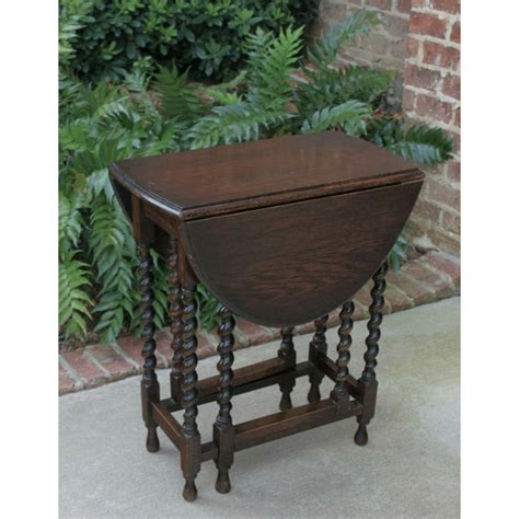 Antique English Oak Barley Twist Table Gate Leg Drop Leaf Oval Table