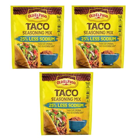 Old El Paso Taco Seasoning 25 Less Sodium 1 Oz Pack Of 3