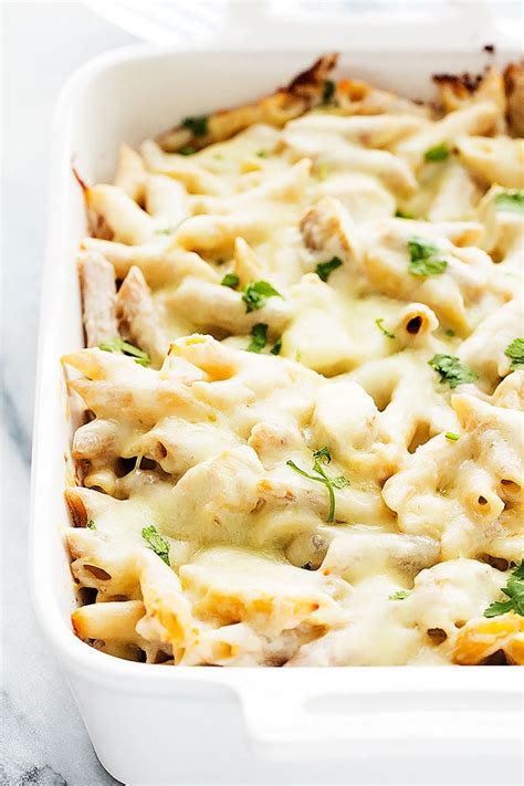 This chicken alfredo pasta bake recipe from delish.com is the best. Pin on Recipes