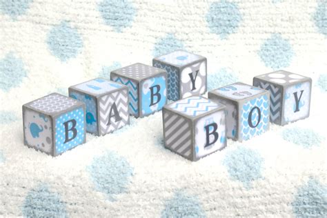 Wooden Baby Blocks Baby Boy Blocks Baby Bluewhitegray