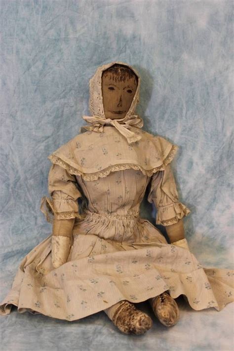 C1850 Very Early 22 Antique Cloth Doll Folk Art Primitive Very Early