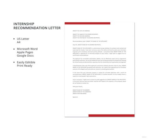 Letters Of Recommendation For Internship Pdf Doc Free Premium
