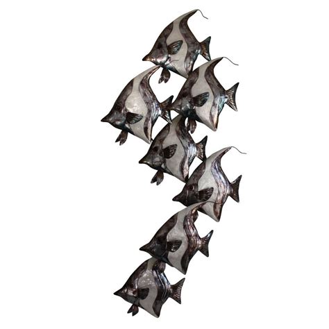White Capiz Shell Vertical School Of Angel Fish Wall Decor Online
