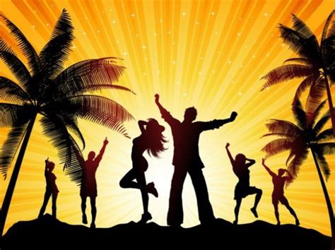 Tropical Sunset Beach Party Silhouette Background Welovesolo