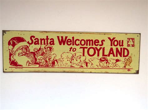 Vintage Metal Christmas Sign By Mummert Sign Company Santa Etsy