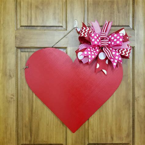 Large Wood Valentine Door Hanger Valentine Heart Decoration Etsy In