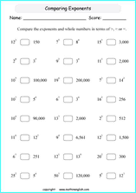 Help students use their newfound skills to solve some interesting. Free printable exponents math worksheets for grade 6 and 7 ...