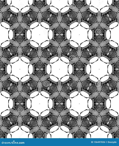Black And White Medallion Seamless Pattern Hand D Stock Photo Image