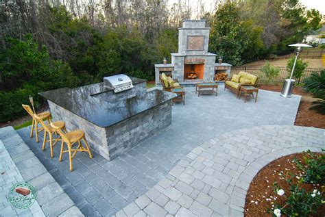 Outdoor Kitchen And Fireplace Lowcountry Paver