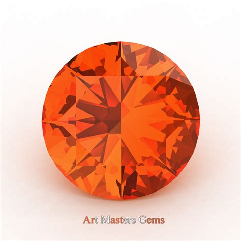 Art Masters Gems Calibrated 20 Ct Round Orange Sapphire Created