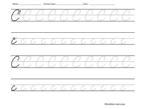 tracing worksheet cursive letter c