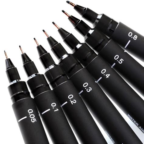 Uni Pin Fineliner Pens Black Sepia And Grey