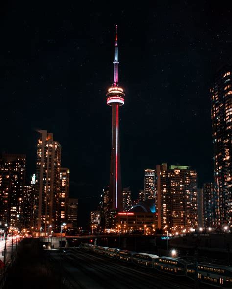 Free Download Canada Toronto Cn Tower Night Light Cntower Hd Wallpaper