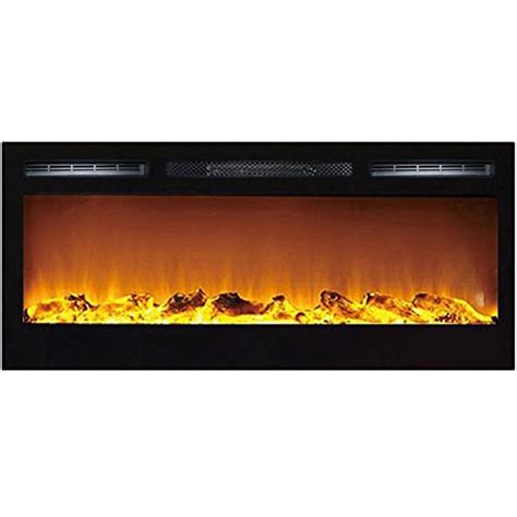 Madison 36 Inch Logs Recessed Wall Mounted Electric Fireplace Led