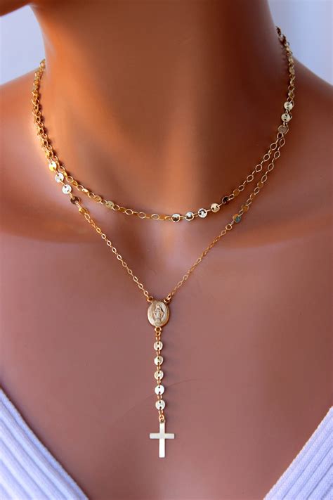 BEST SELLER Gold Rosary Necklace Women Choker Chain Set 14k Etsy