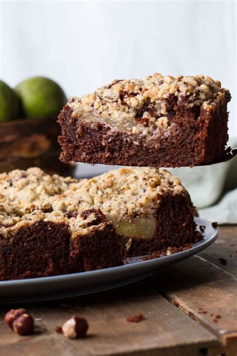 Chocolate Pear Cake With Hazelnut Crumb Topping Ginger With Spice