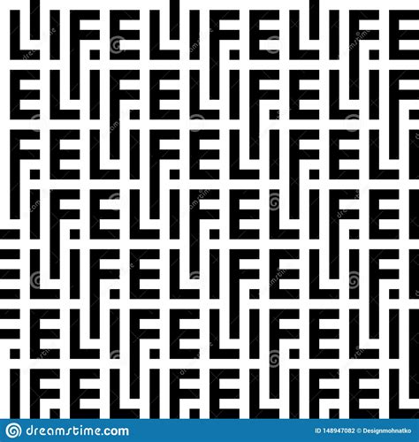 Black And White Pattern Of Letters Of The Word Life Stock Vector