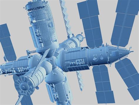 Mir Space Station 3d Model 69 Obj Fbx Stl Dae Blend Free3d