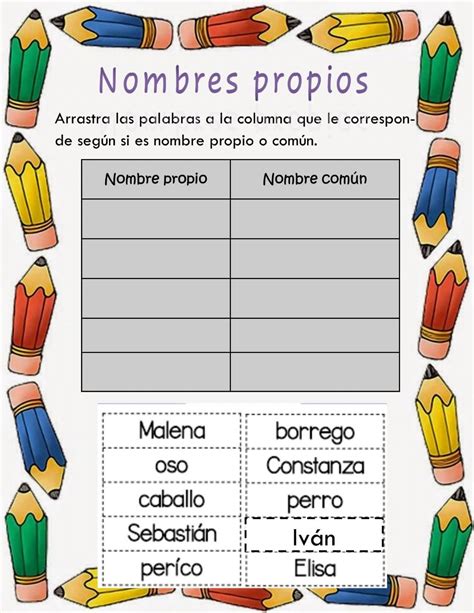 Nombres Propios Y Comunes Ficha Interactiva Nombres Propios Y