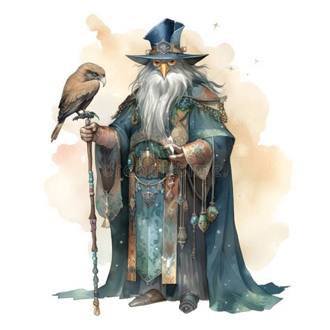 Wise Mystical Wizard Eagle Ai Generative Illustration Stock
