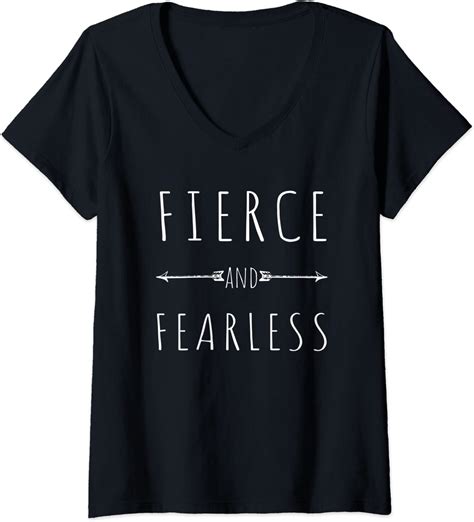 Amazon Com Womens Fierce And Fearless Strong Woman Gift V Neck T Shirt